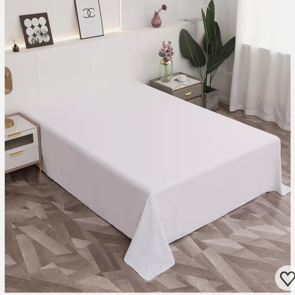 🆕️ QUEEN White Microfiber Flat Sheet
